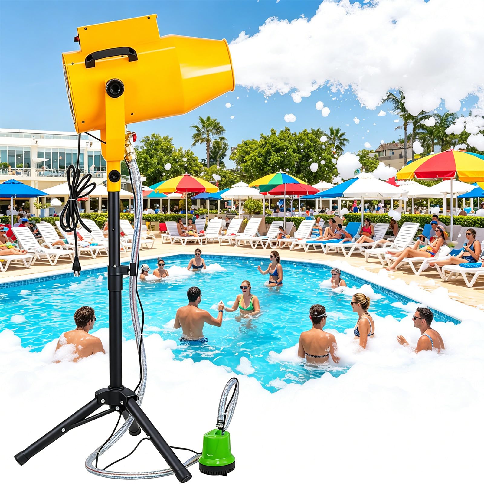 ZHIGUANYUN Large Foam Machine, 1200W Party Foam Cannon, Powerful Foam Party Machine, For Backyard, Pool, Outdoor Events, Birthdays, Celebrations and Party
