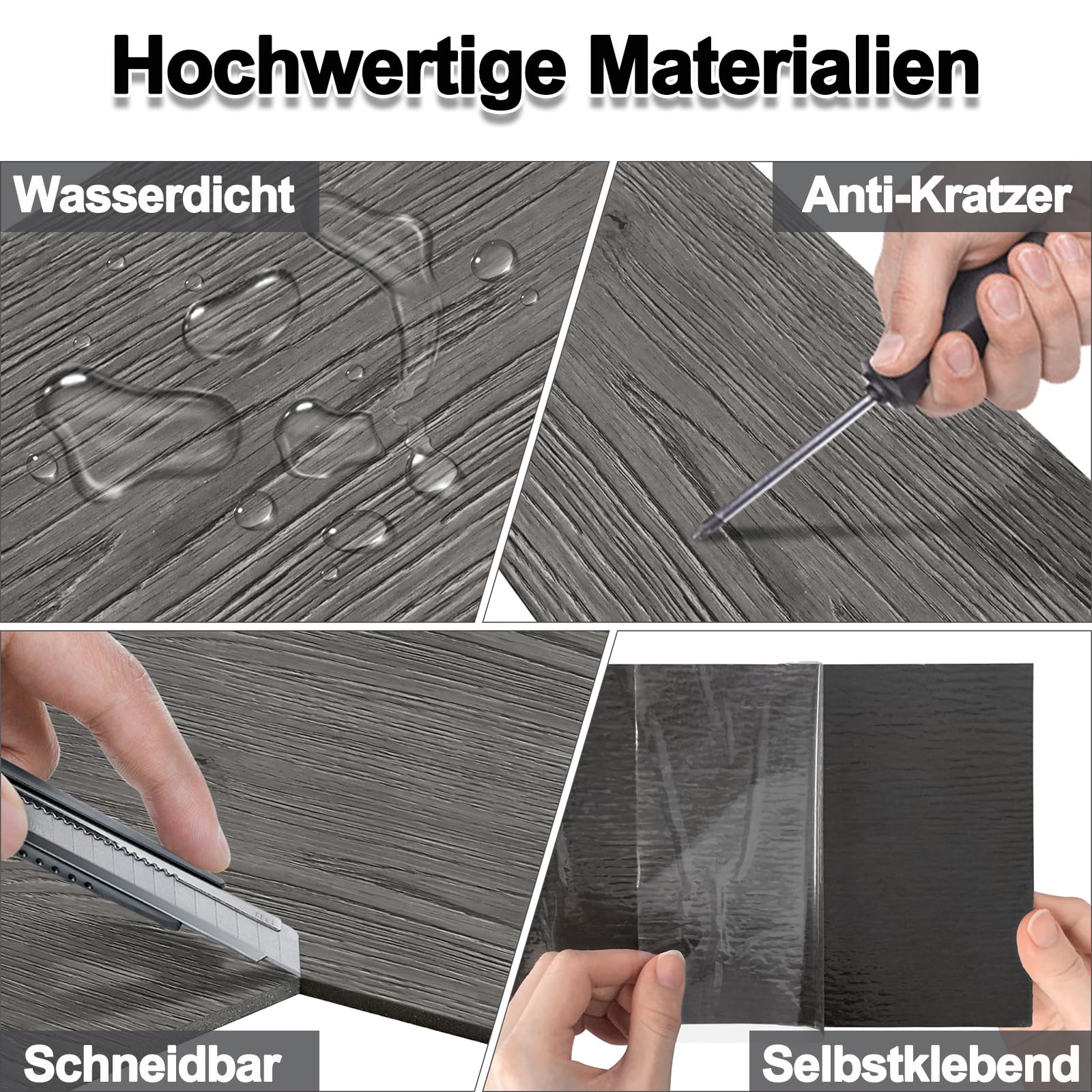 PVC Revestimiento de suelo de vinilo, laminado, antideslizante, resistente al agua, autoadhesivo, 2,51 m², 91,44 x 15,24 cm, espesor 2 mm (18 piezas, tipo B)