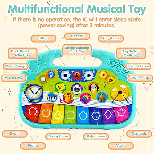 Miniatura 3 de PLAY Juguetes musicales para bebés  Teclado de juguete para niños pequeños, piano y batería para bebés, piano infantil con sonido de animales,