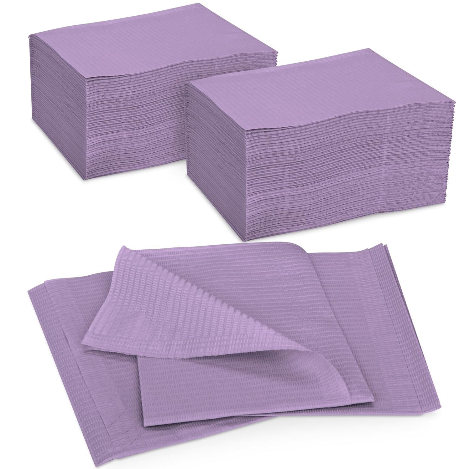 Practicon 125 Pack Lavender Disposable Patient Bibs 18 x 13 3 Ply Waterproof Paper Bib Sheet with Poly