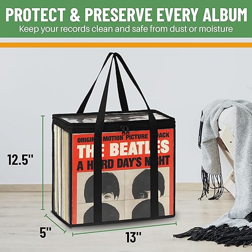 Miniatura 3 de Evelots Estuches de almacenamiento para discos de vinilo, paquete de 12, capacidad para hasta 432 álbumes LP, bolsas de mudanza de PVC transparente,