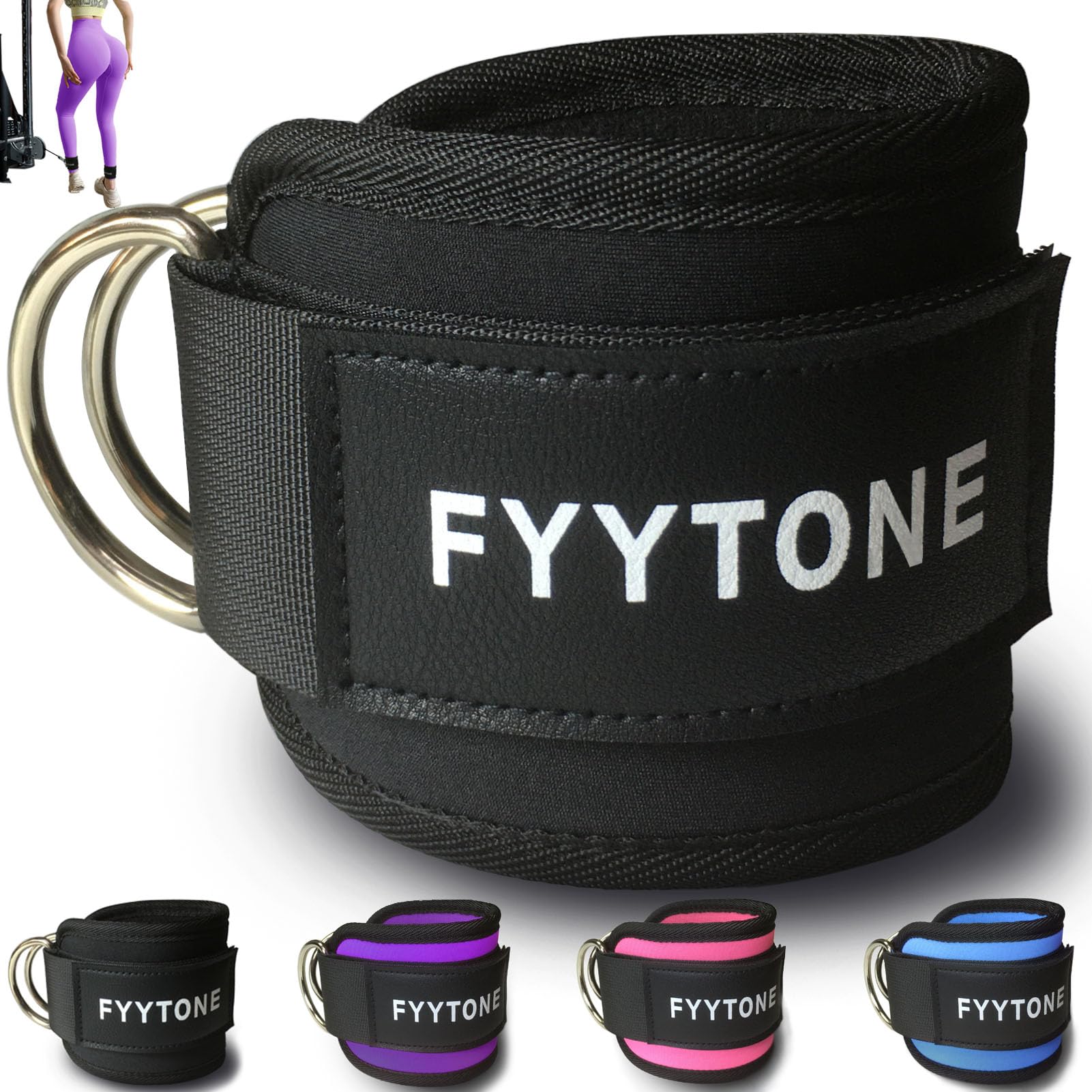 FYYTONE Ankle Strap(Single) for Cable Machine, Ankle Cuff for Kickbacks, Leg Extensions, Lower Body Exercises, Glute Workouts, Booty Hip Abductors Exercise, for Home & Gym - exercise machine parts and accessories | Mubboo