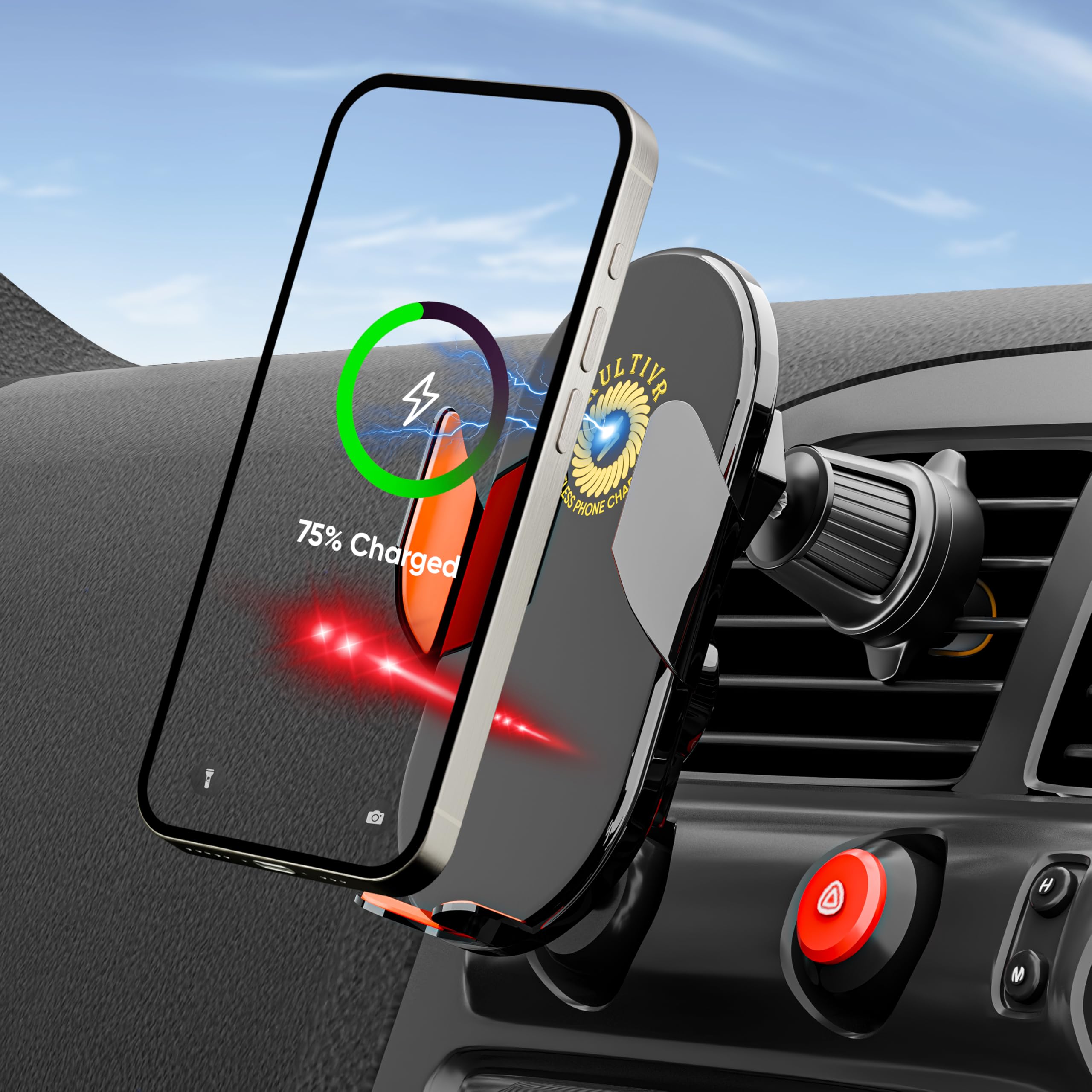 Soporte para teléfono de coche, cargador de coche 2025, soporte de ventilación inalámbrico rápido para teléfono celular, para MagSafe, iPhone y Android, sujeción automática manos libres con sensor
