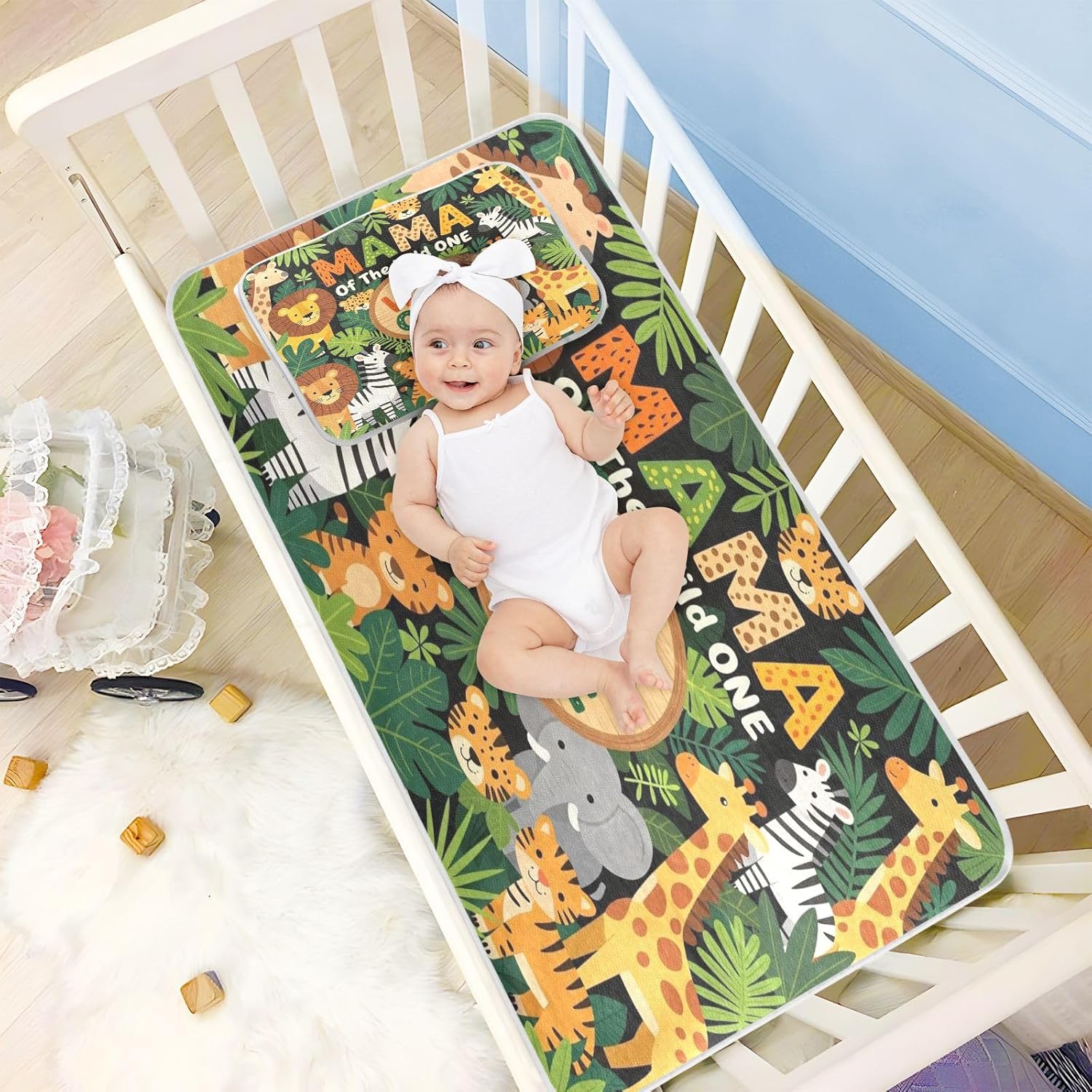 Cooling Baby Crib Waterproof Mattress 28" x 52" Absorbent Mama of The Wild One Padded Crib for Kids, Adult
