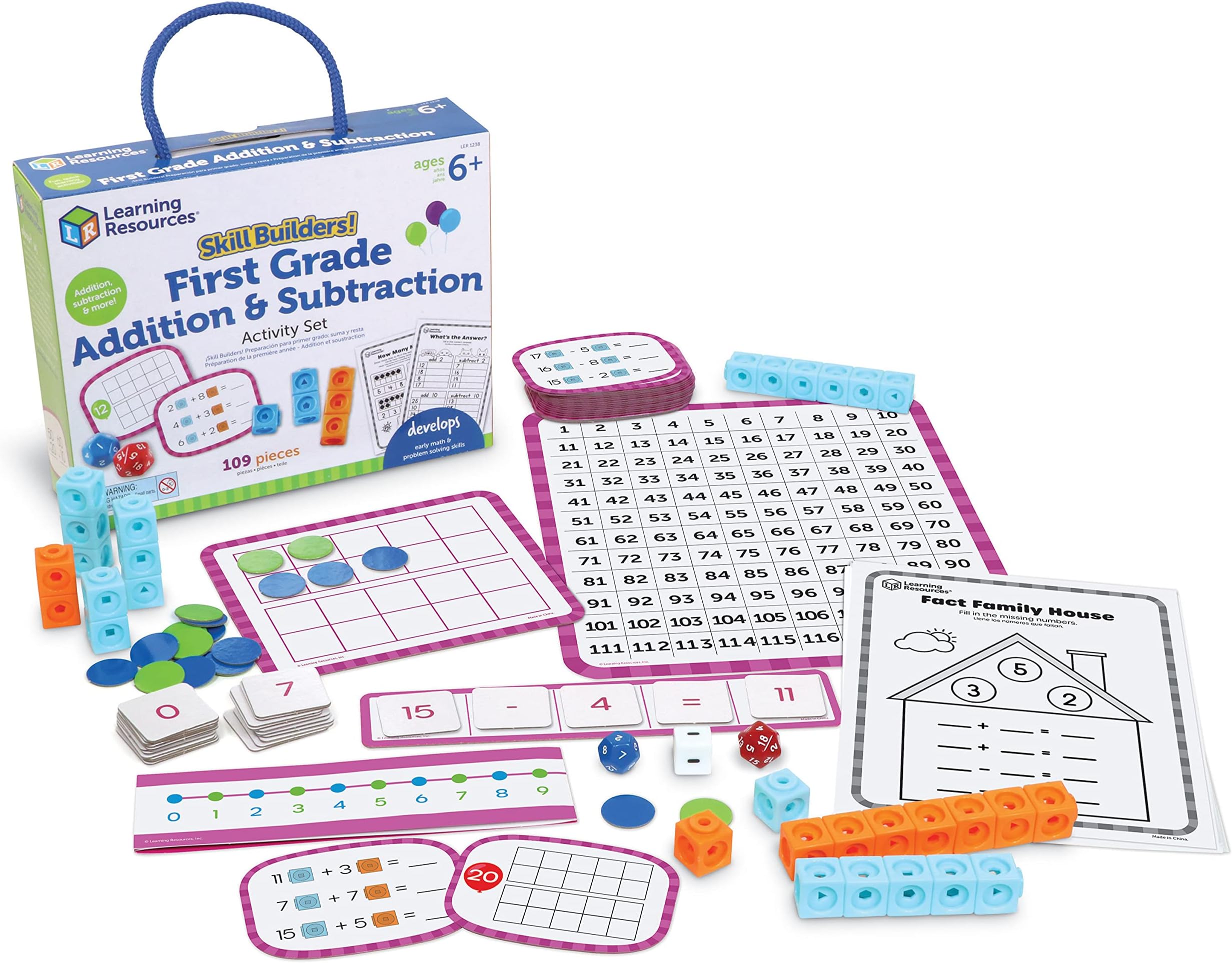Skill Builders! 1st Grade Addition & Subtraction, Homeschool Curriculum, First Grade Learning Games, First Grade Learning Materials,Back to School, 109 Pieces, Age 6+