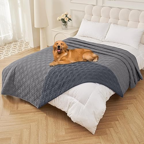 Miniatura 75 de Smiry Funda impermeable para cama de mascota, suave y lavable, para cama, sofá, reversible, perros pequeños, medianos, grandes, gatos, diseño