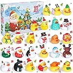 24 Pcs Christmas Rubber Ducks, Cruise Ducks with Tags for Hiding, Jeep Ducks, Christmas Ducks Toys for Kids Bath Goodie Bag Stocking Stuffers Party Favors, 24 Duckies+24 Cards Tags+24 Cotton Rope