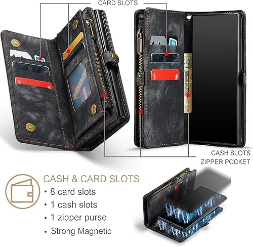 Miniatura 2 de Asuwish Funda de teléfono para Samsung Galaxy Note 10 Glaxay Note10 5G con cremallera, funda desmontable con protector de pantalla de vidrio