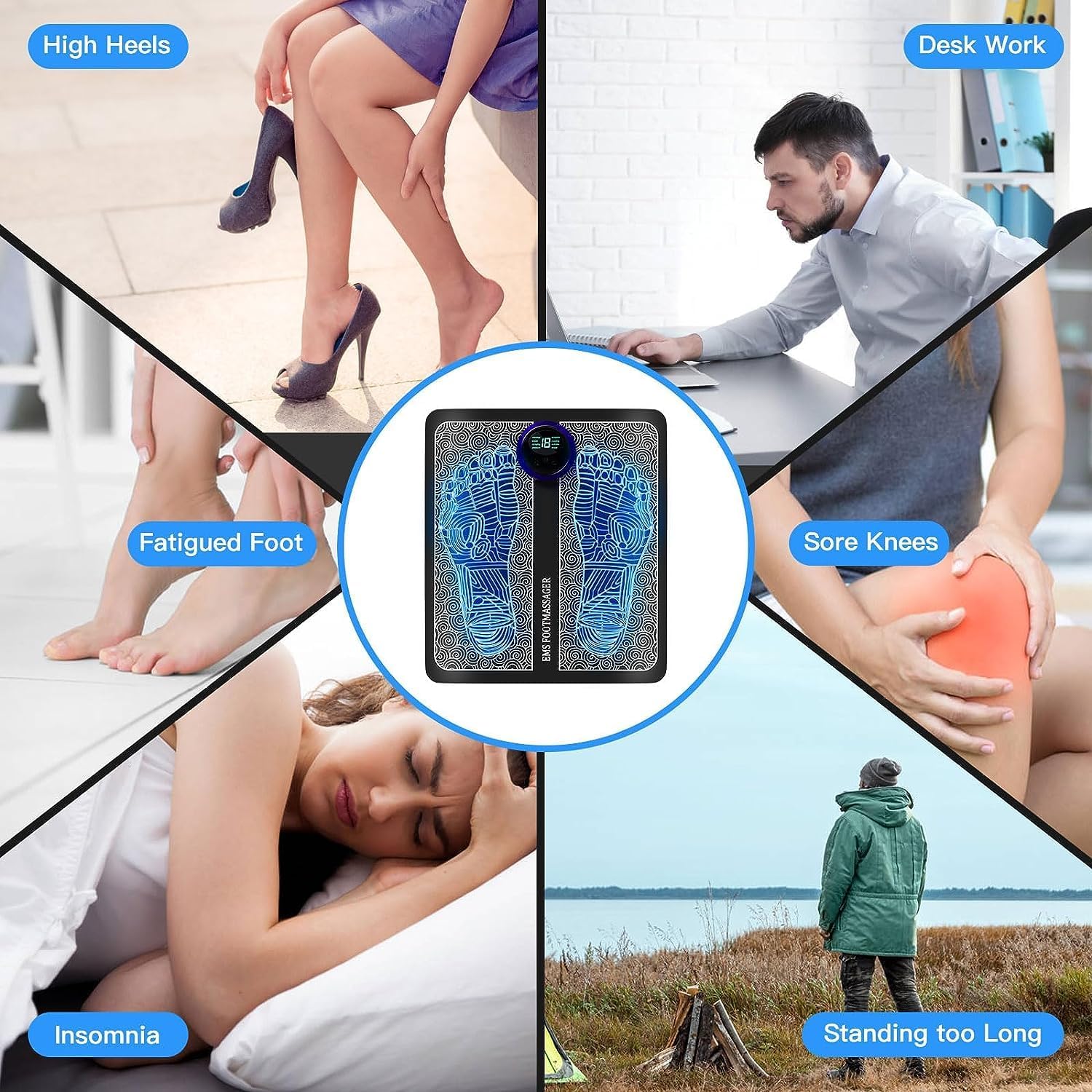 Voltonix Foot Massager-Voltonix Wireless Ems Massage Machine. Rechargeable,Portable,&Foldable Design,8 Modes,19 Intensity Levels For Ultimate Pain Relief Foot Massager Pain Relief Wireless (New-2023)