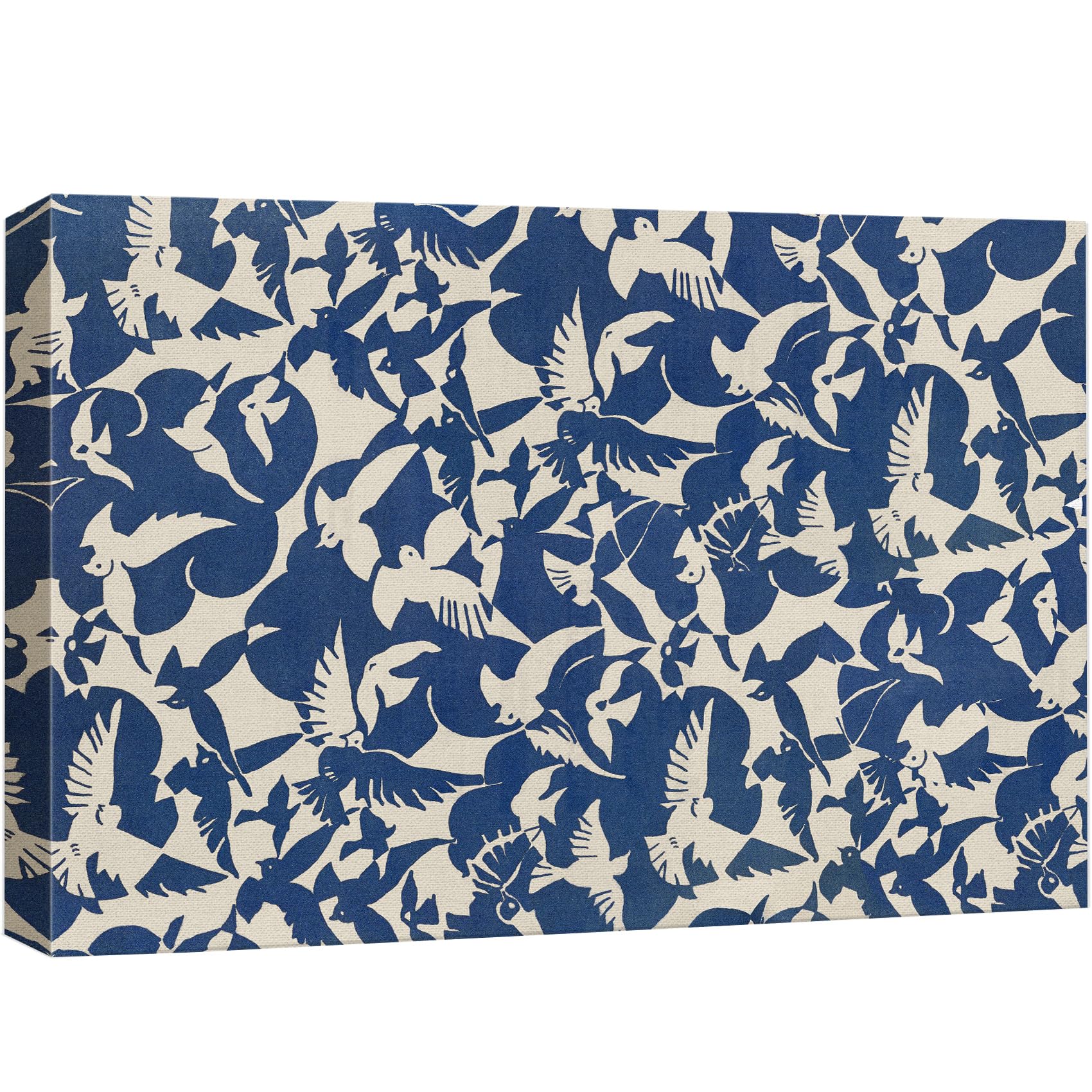 wall26 Canvas Print Wall Art Blue Abstract Bird Silhouette Illustrations Fine Art Traditional Colorful Dark for Living Room