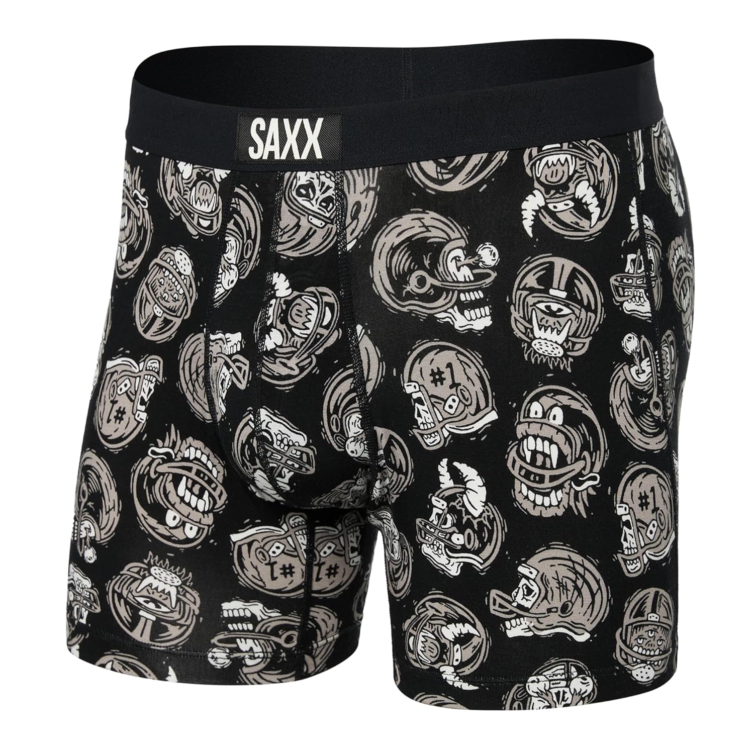 SAXX Underwear Co Mens Underwear with Pouch Vibe Super Soft Boxer Brief Brain Bucket-Black Small