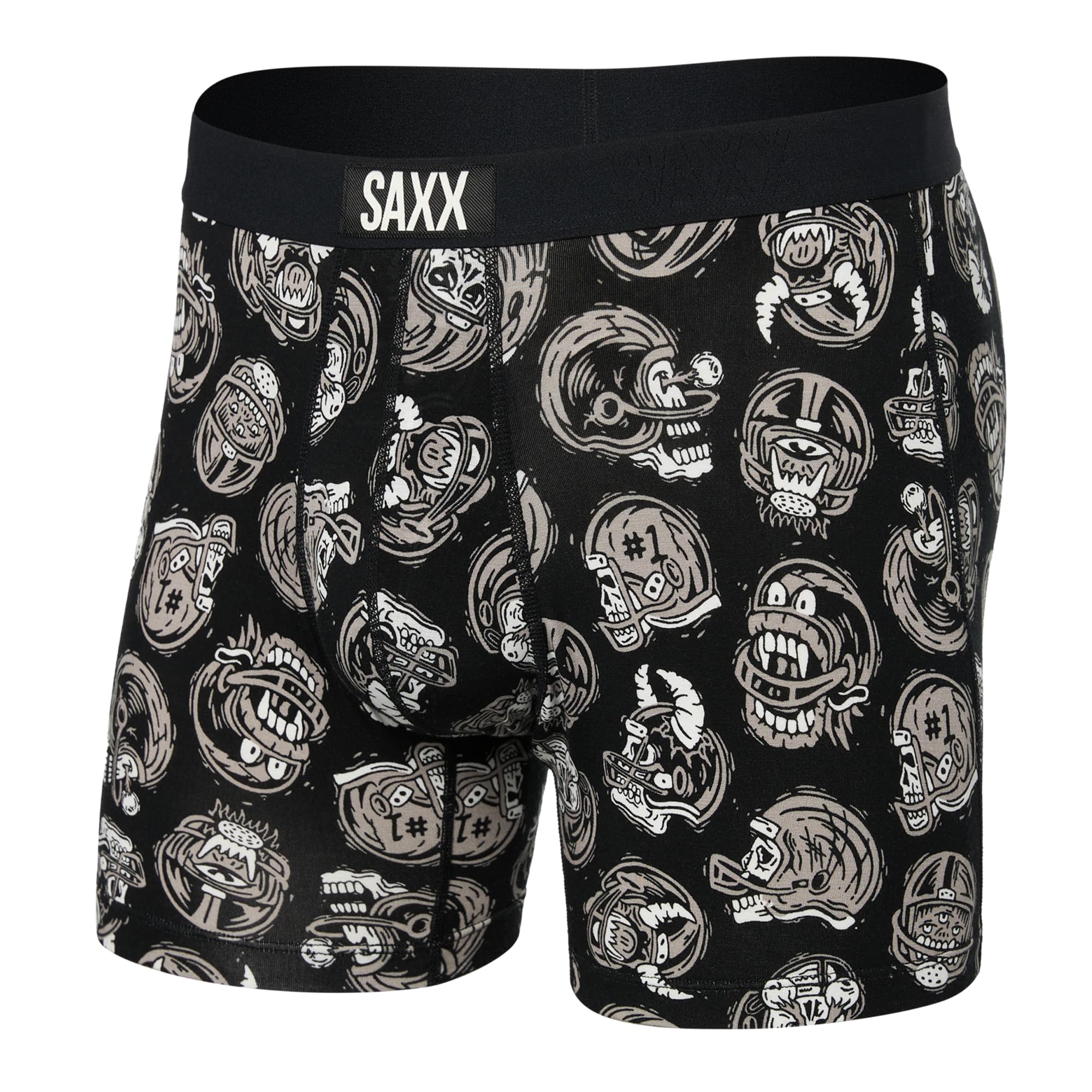 SAXX Underwear Co Mens Underwear with Pouch Vibe Super Soft Boxer Brief Brain Bucket-Black Small