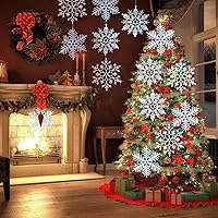 Vista 24 de EIMMBD 8pcs Large Snowflakes Ornaments, Plastic Glitter Snowflakes Hanging, Snowflake Decorations for Christmas Trees Window Door Indoor Outdoor