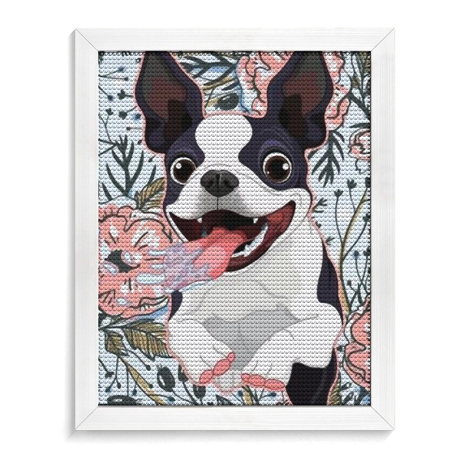 Amazon.co.jp: ダイヤモンドアート 可愛い ボストンテリア犬 5D ビーズ