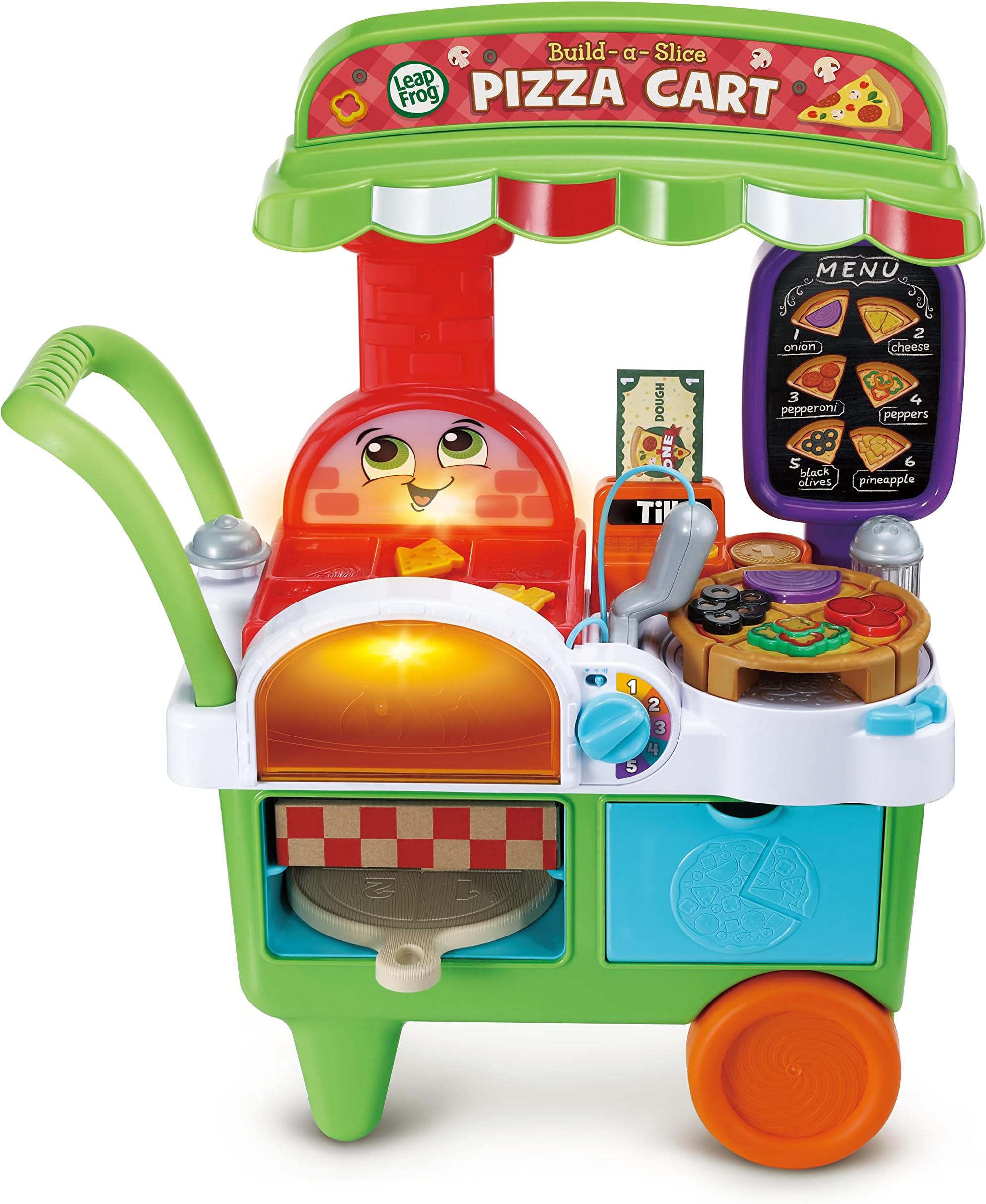 Build-a-Slice Pizza Cart, Pretend Food Toddler Toy, 30+ Play Pieces, Phrases, Music & Songs, Learn Numbers, Colours & Shapes, Role-Play Gift for 3, 4, 5 Years, English Version