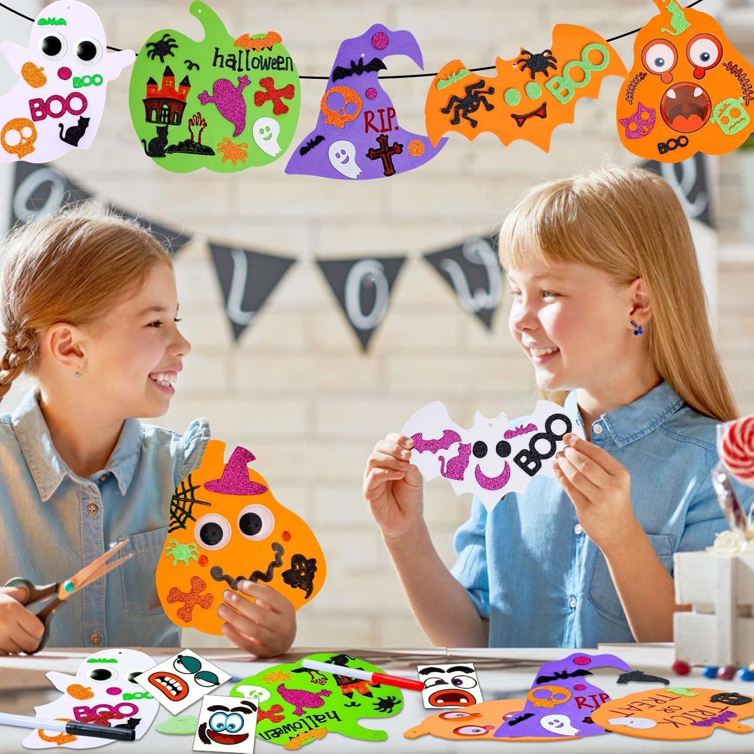 Garma 330PCS Foam Stickers Set, Halloween Crafts for Kids Pumpkin Ghost Spider Bat Witch Hat DIY Craft Kit for Classroom Activities Halloween Decorations Party Favors & Supplies