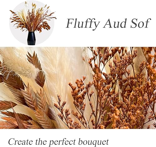 Miniatura 2 de 99 piezas de hierba seca de las pampas boho, decoración del hogar, flores secas naturales, hierba de pampa, cola de conejo, ramas de hierba pomposa,