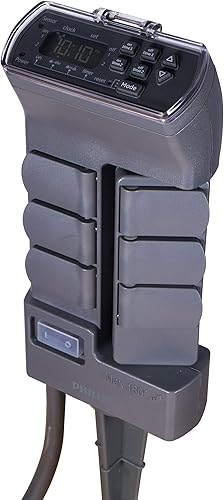 Philips Temporizador de estaca digital giratorio para patio, enchufe, tiempos de encendidoapagado personalizados, sensor de luz, cuenta regresiva de
