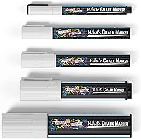Vista 6 de CHALKY CROWN 5pc White Chalk Markers - Non-Toxic Liquid Chalkboard Markers, White Liquid Chalk Marker for Windows, Glass - 1, 3, 6, 10, 15mm Tips