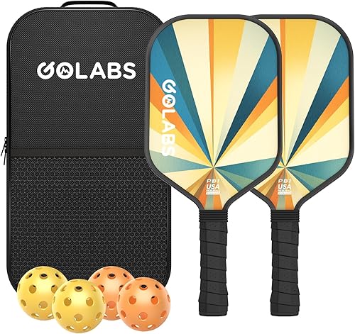 Juego de palas de pickleball Golabs PB1, conjunto de 2, superficie dura de fibra de vidrio y núcleo de polímero de potencia STR-Core de 16 mm,