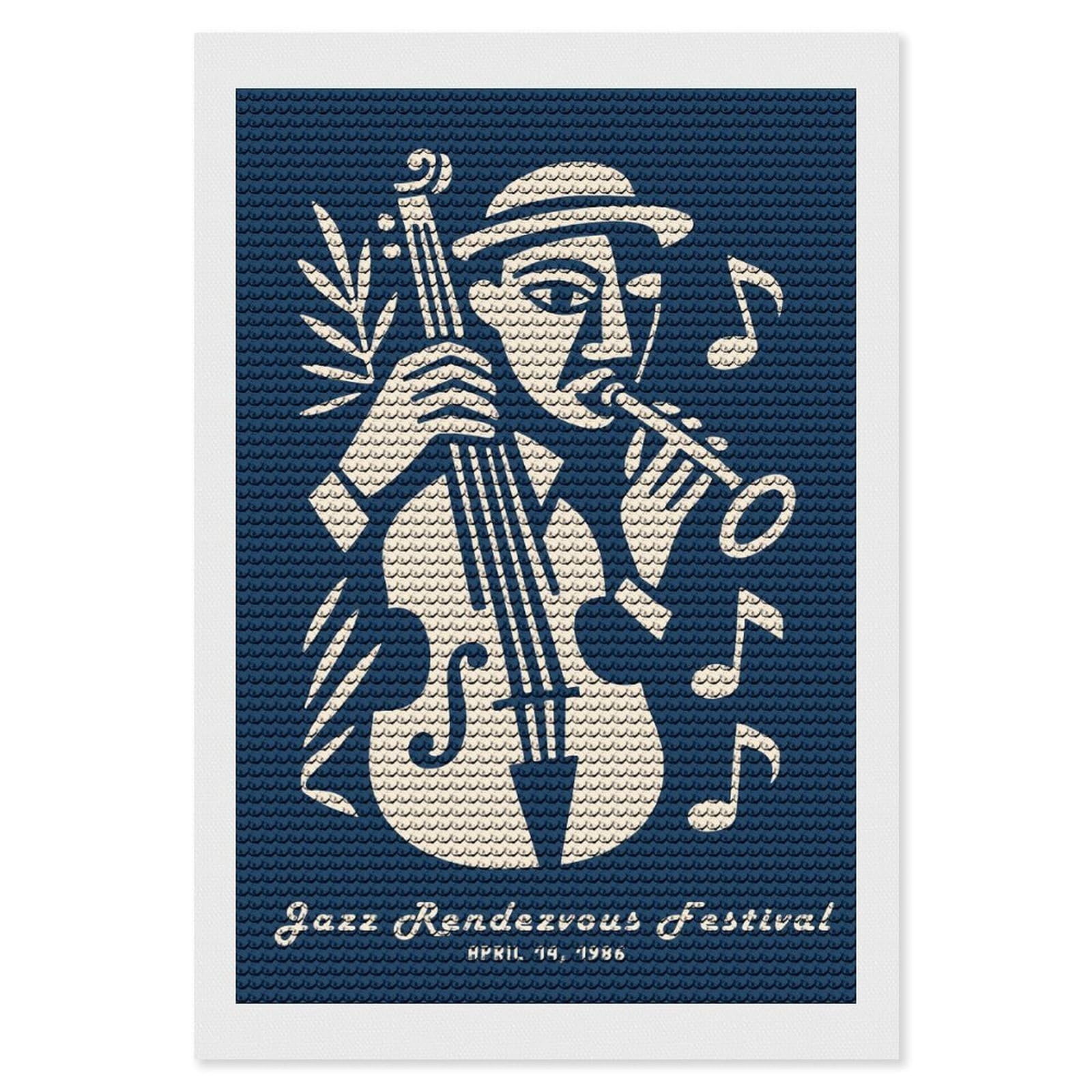 Junmoney Jazz Rendezvous Festival Diamond Art Canvas 8"x12", Easy Handmade Project, Complete Accessories, Bedroom Decor, Birthday Gift