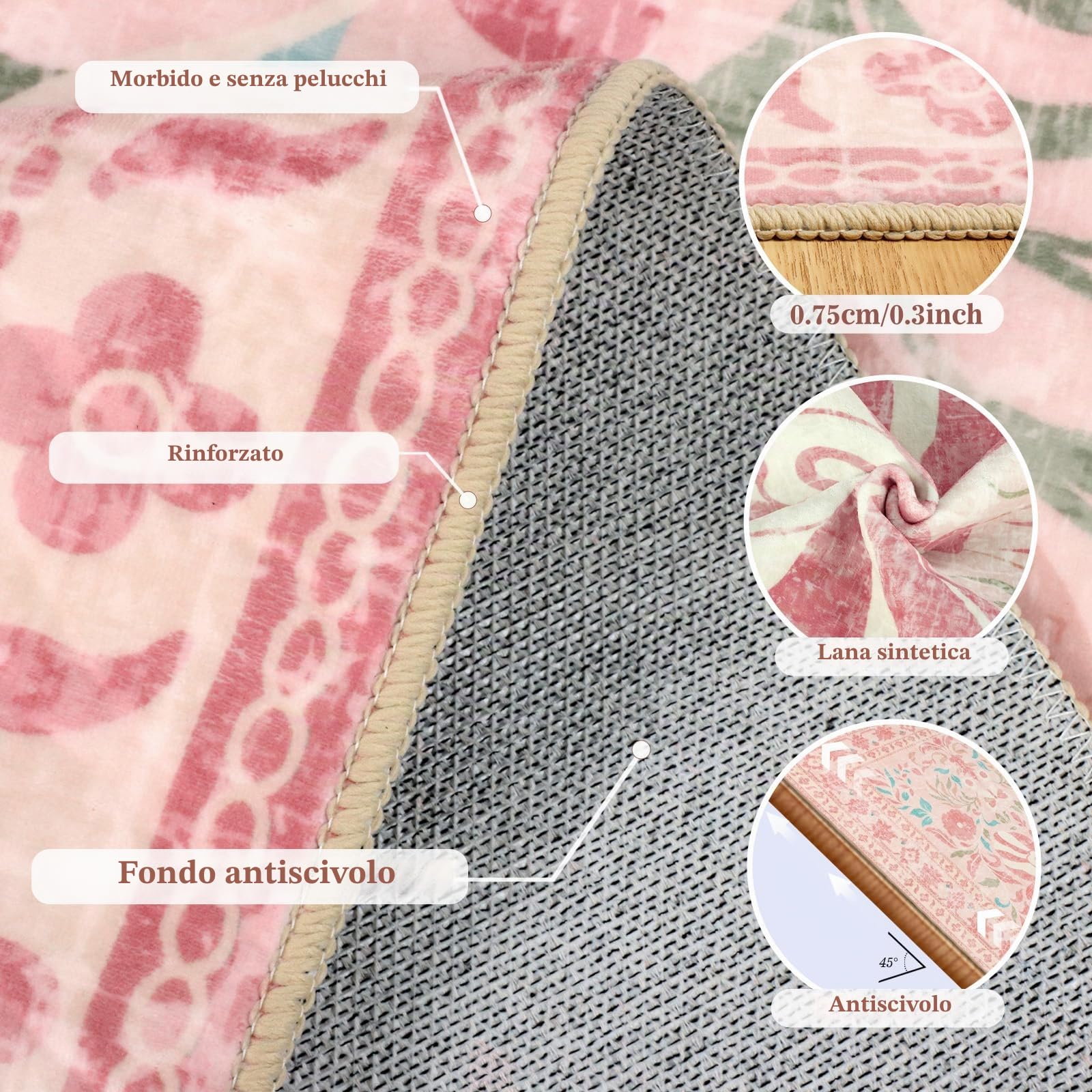 Tappeto A Farfalle Per Soggiorno 160X230cm, Lavabile, Stile Boho A Pelo Corto, Morbido E Antiscivolo. Ideale Per Camera Da Letto, Sala Da Pranzo, Cucina E Stanza Dei Bambini