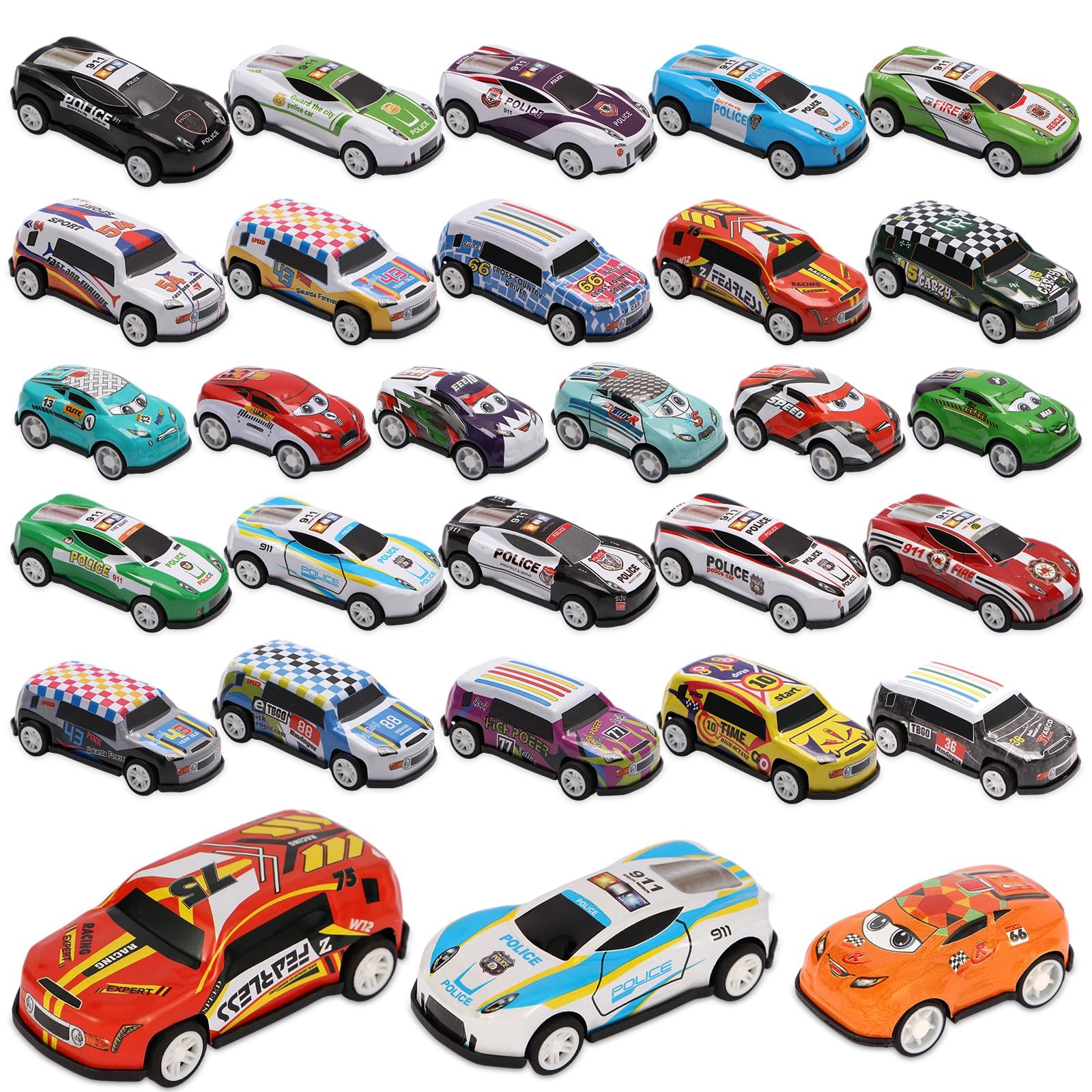goeringii 30 Pack Pull Back Cars for Kids, Mini Vehicles Toy Bulk Party Favor Race Cars Toys, Goodie Bag Stuffers, Pinata Fillers for Boys Girls Toddlers