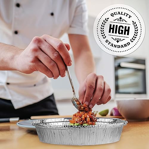 Miniatura 3 de PLASTICPRO Sartenes redondos de aluminio desechables de 9 pulgadas, aptos para congelador y horno, para hornear, cocinar, almacenar, asar y