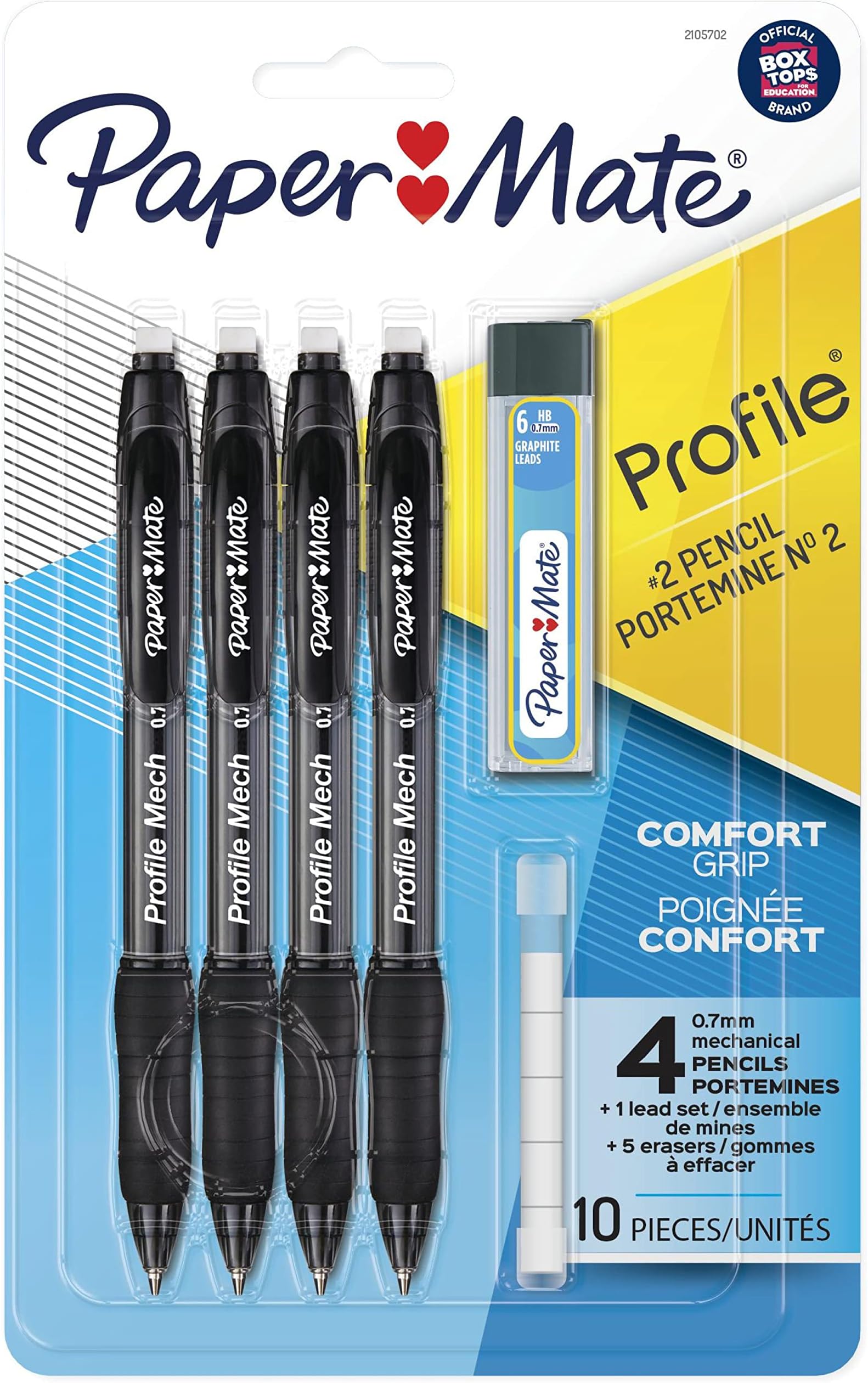 Profile Mechanical Pencil Set, 0.7 mm HB #2 Pencil Lead, 4/PK