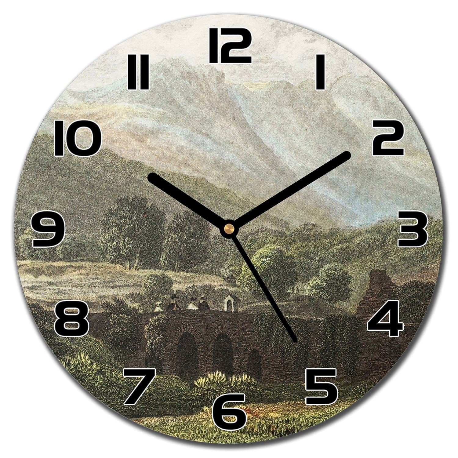 Horloge murale verre Coloray 30 cm aiguilles noires pour décoration cuisine salon moderne