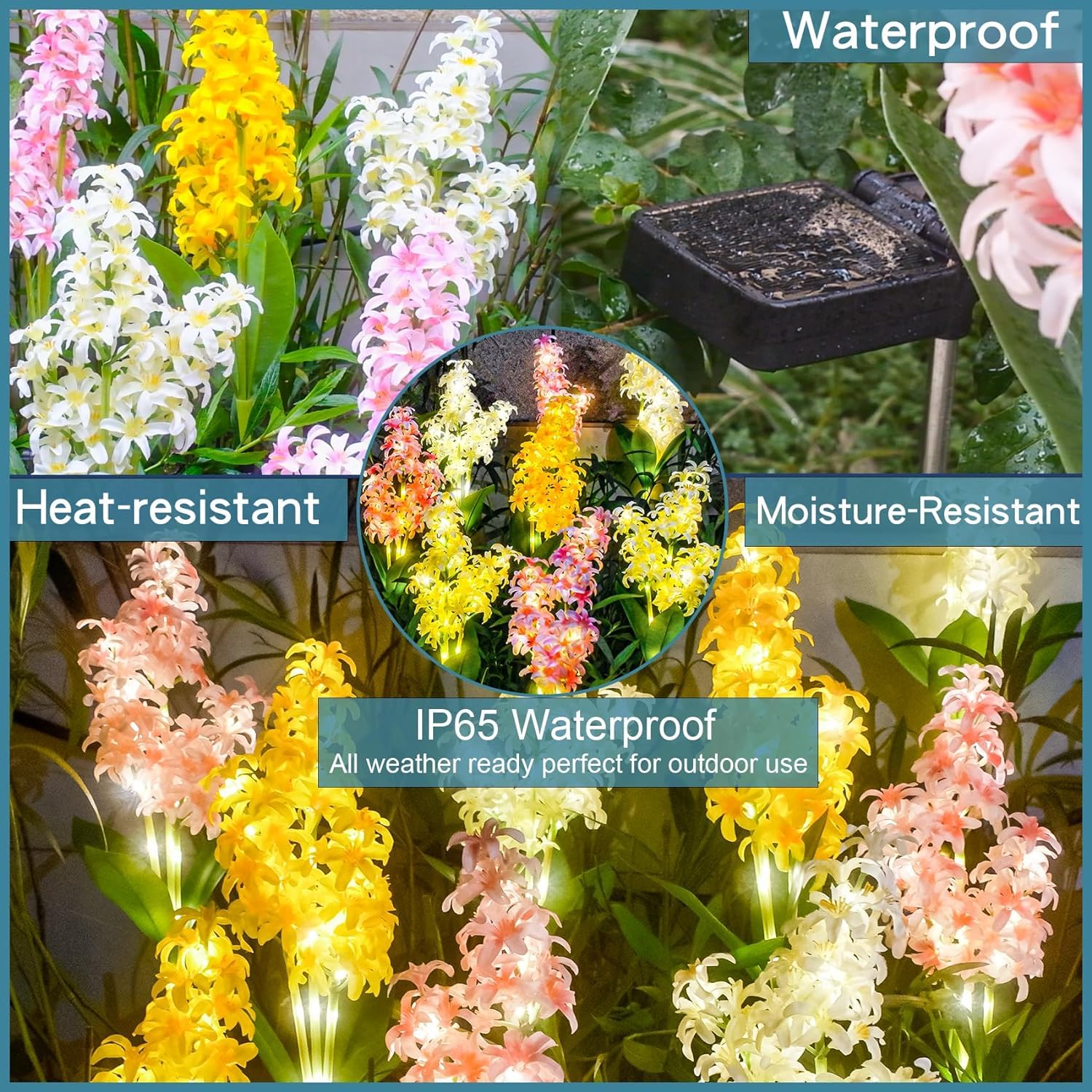 DooYard Solar Lights Outdoor, Solar Hyacinth Flower Lights With Glowing Stems - Image 4