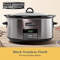 Vista 3 de Crock-Pot Olla de Cocción Lenta Programable Grande de 8 Cuartos con Ajuste de Calentamiento Automático, Acero Inoxidable Negro