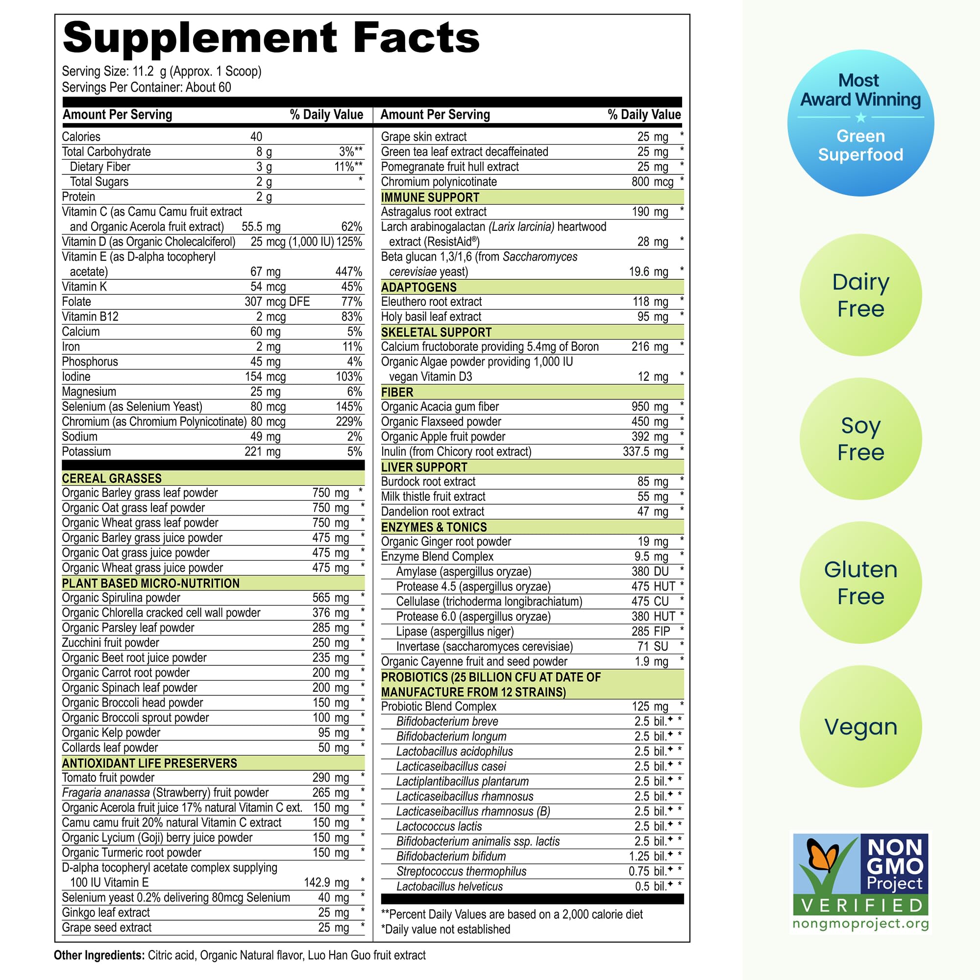 Vibrant Health Green Vibrance Vegan Superfood Powder, 60 Servings — Amazon image 5