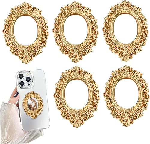 Mini Vintage Frames 5PCS Oval Resin Mini Gold Frames for DIY Jewelry Display Prop Wedding Tabletop Phone Case Photography Decor, DecoracióN Del Hogar