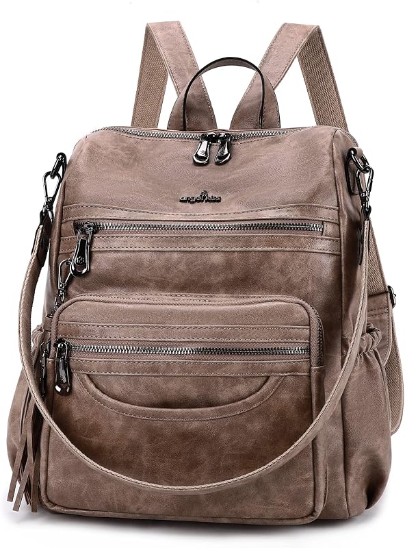 Angel Kiss Women's Backpacks & Purse - PU Leather Zipper Casual Backpacks & Shoulder Bags