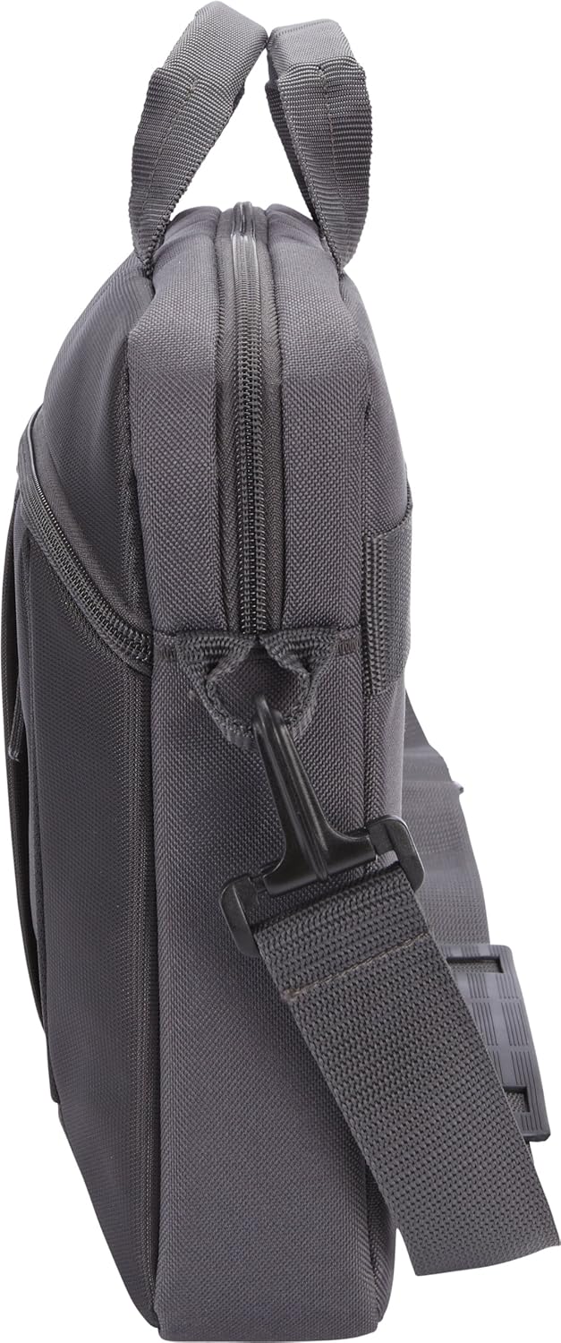 Жогорку view of the Case Logic Slim Case with main compartment open, showing laptop and tablet slots
