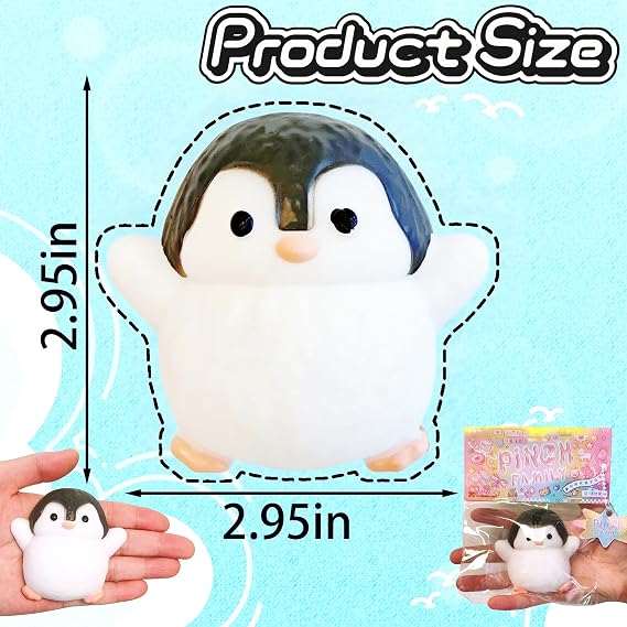 1Pcs Taba Squishy Penguin, Penguin Stress Ball, Fufu Squishies Toys Handmade Squeeze Toys Soft Silicone Fidget Toy for Stress Relief Sensory Stress Ball Funny Fidget Toy Novelty Things for Kids Adults
