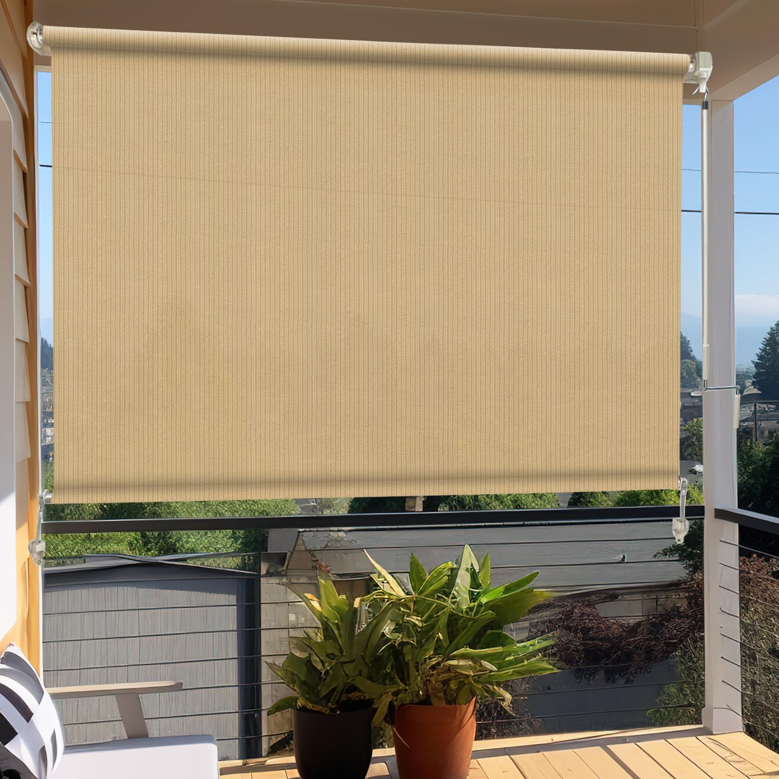 Amagenix Outdoor Roller Shades Sesame