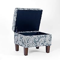 Vista 8 de Homepop Home Decor K7646-A879 Upholstered Modern Rectangular Storage Ottoman Hinged Lid Ottoman with Storage for Living Room & Bedroom, Blue