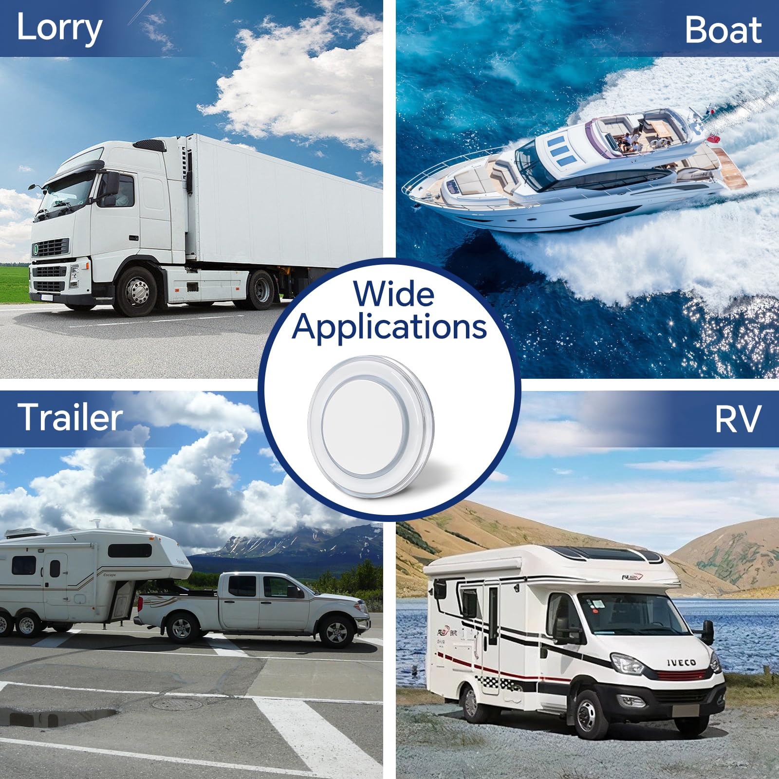 4 x Lámpara LED 12V Autocaravana Regulable Panel Luz de Techo 76mm 320LM 3W, para Caravana Barco Remolque Coche Iluminación Interior (5000K)