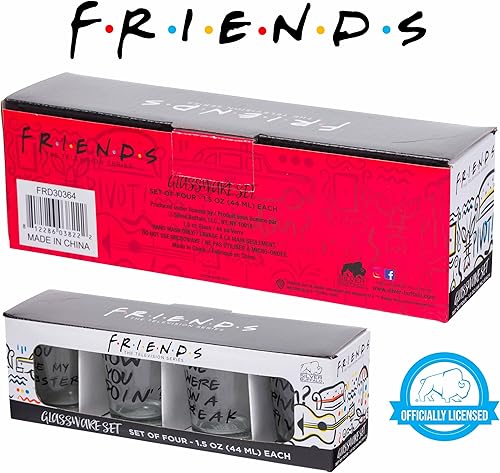 Miniatura 8 de Silver Buffalo Friends Iconic Quotes Only Paquete de 4 mini gafas, 1.5 onzas