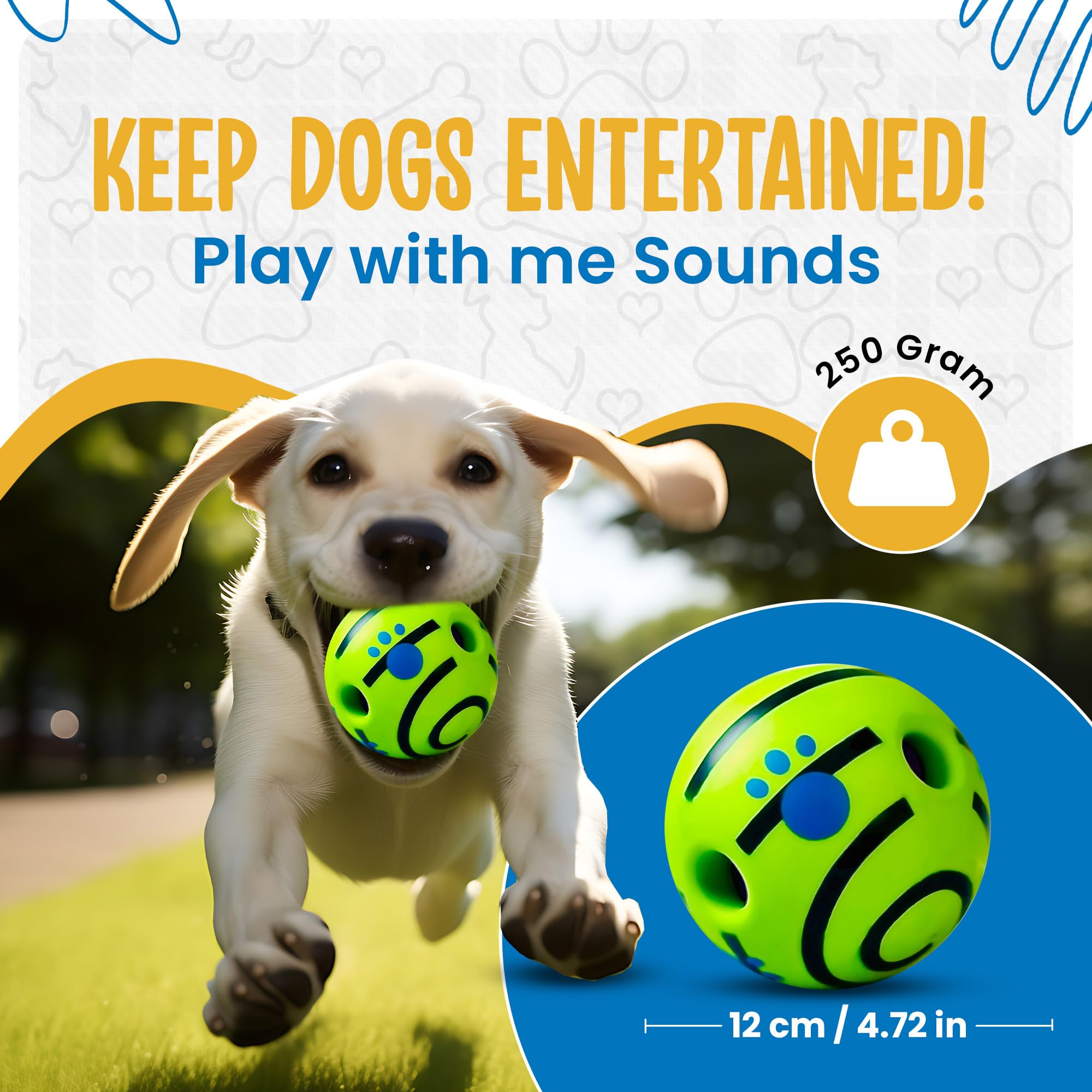 SIKARAAM Durable Wobble Giggle Squeaky Indestructible Dog Ball for Small & Medium Breeds (4.72"), Black Line, 4.72 inch - Image 3