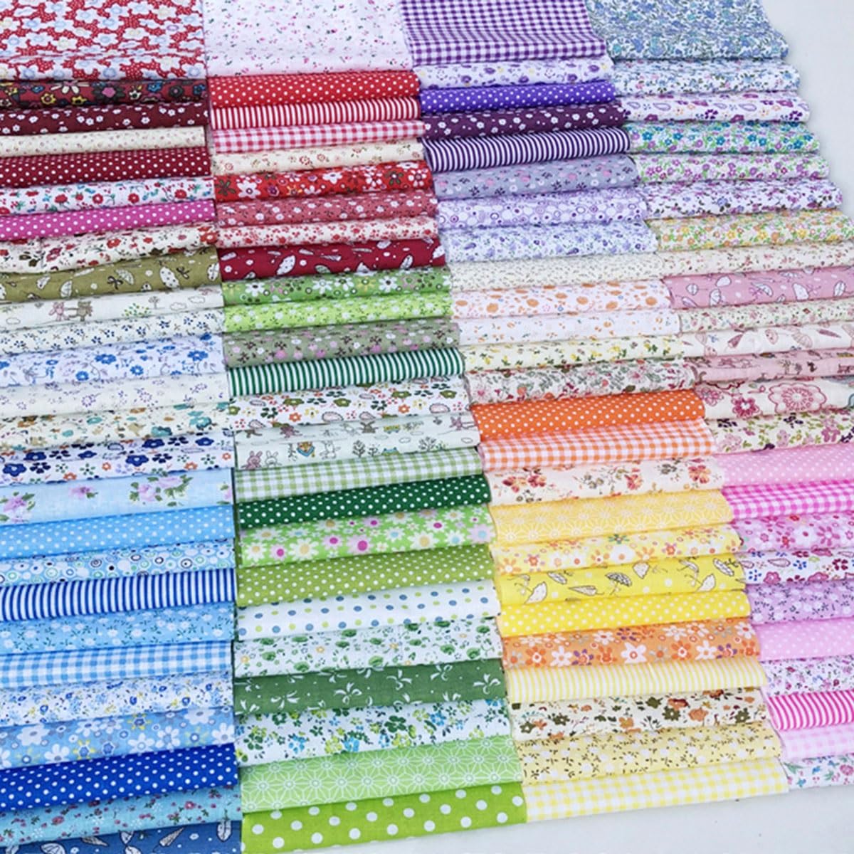 Zestaw 100 kwadratów bawełnianych 10 x 10 cm, 15 x 15 cm, 20 x 20 cm, do kreatywnego wypoczynku, patchworku, pikowania, szycia, scrapbookingu (7,87 cala x 7,87"/20 x 20 cm)