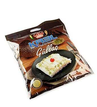 Kral Gullac for Gullac Dessert and Borek, Turkish Thin Yufka, Main Ingredient for Delicious Ramadan Dessert, 0.66lb 300g Regular - 300g, 1 Pack