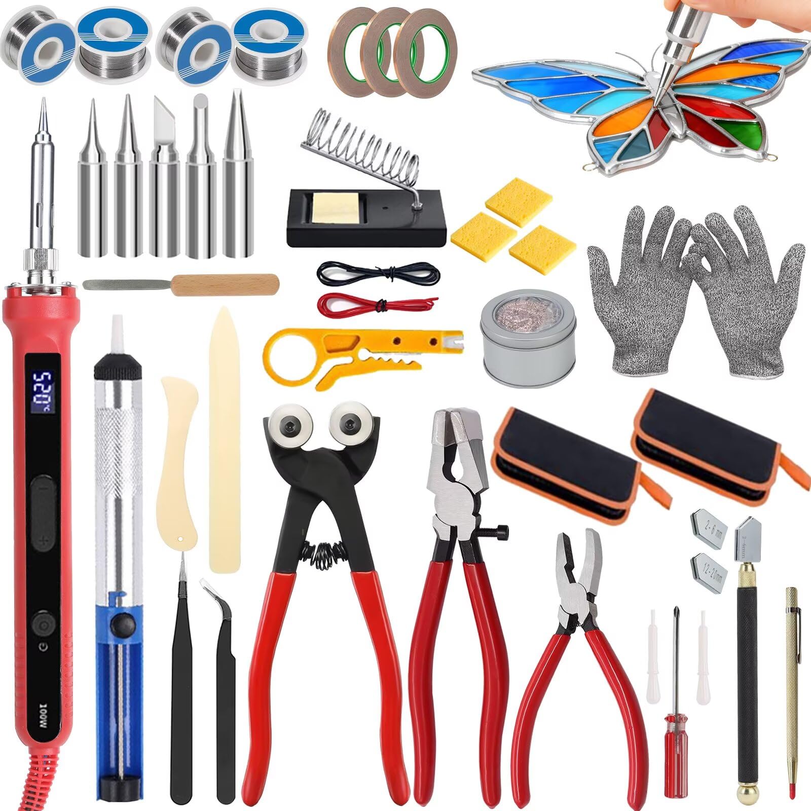 36 Piece Stained Glass Starter Kit,Stained Glass Kits,Stained Glass Kits for Adults,with 100WSoldering Iron Stained Glass Supplies and Tools for,forStained Glass Making.-image-3