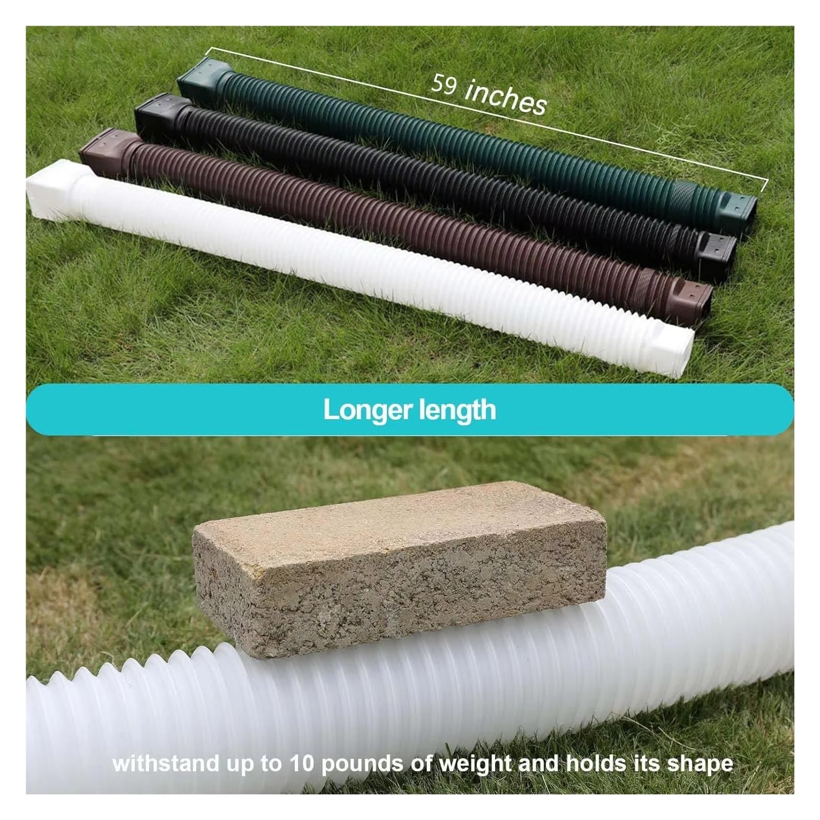 ExtensióN De CanalóN White-2pack Extensiones de bajante de canalón de lluvia Extensor de bajante de drenaje flexible Extensor de drenaje de bajante Conector de canalón