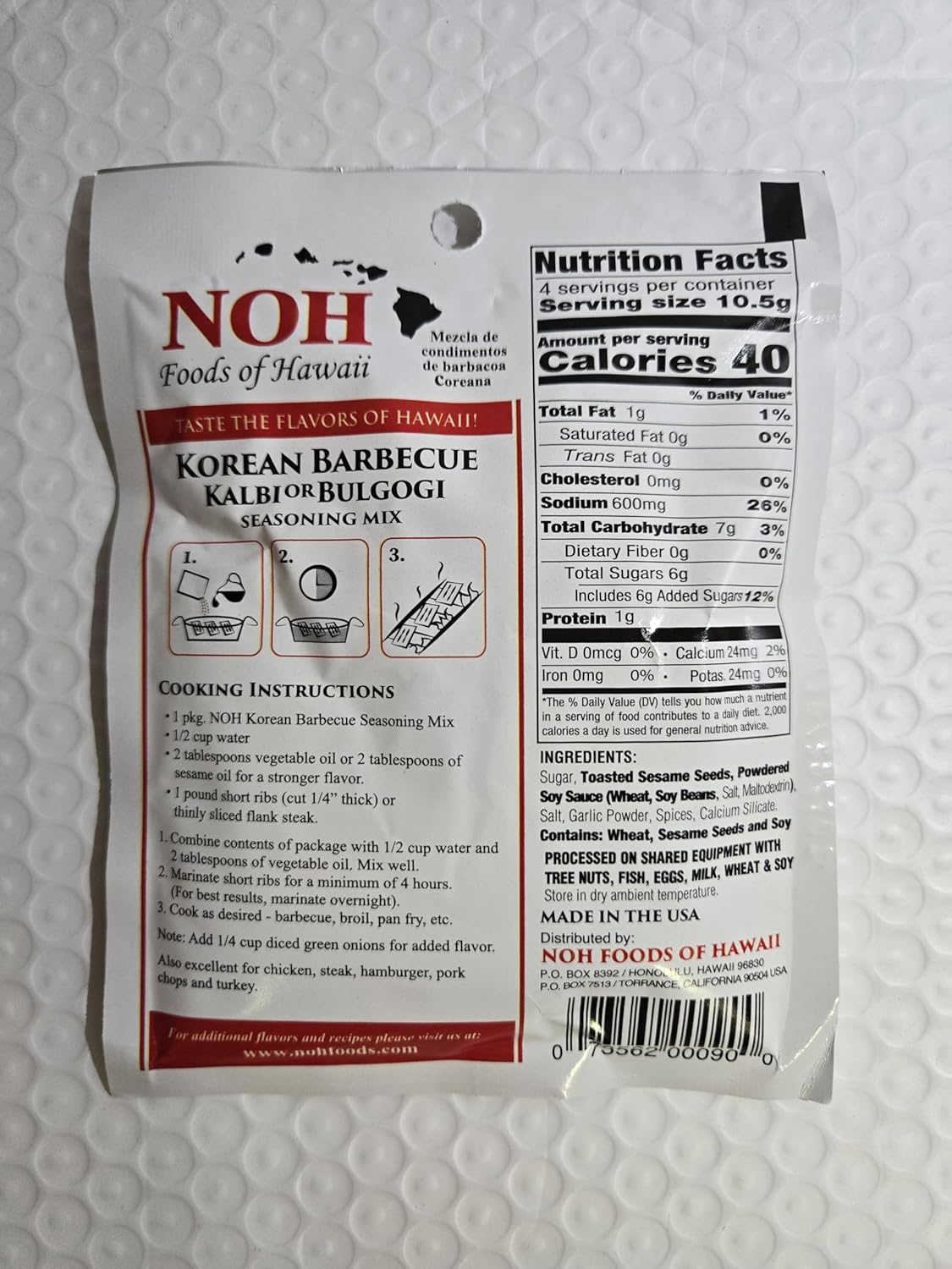 noh korean barbecue seasoning mix (kal bi)-1.5oz [6 units] (073562000900)