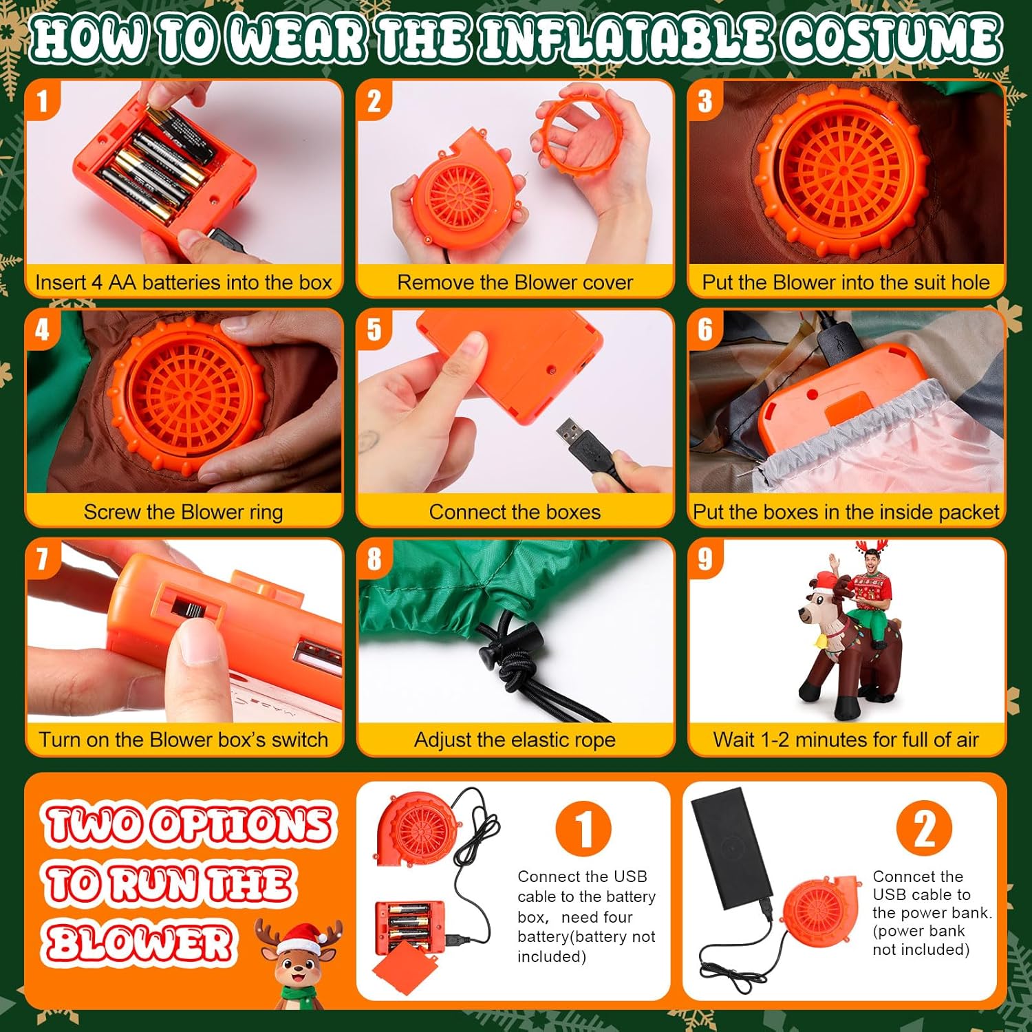 Inflatable Christmas Costume for Adult Xmas Ride on Inflatables Funny Blow up Character Costumes Men Women Cosplay