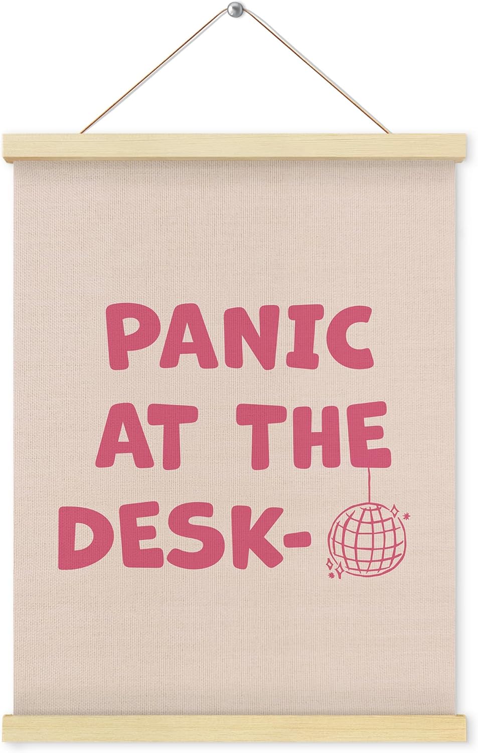 Shrago Cubicle Wall Decor Wall Art, Psychology Office Decor, Pink Funny Girly Mental Health Poster Hanger Frame,Panic at the Desk for Home Office Cubicle Arts, 12x16 Inch