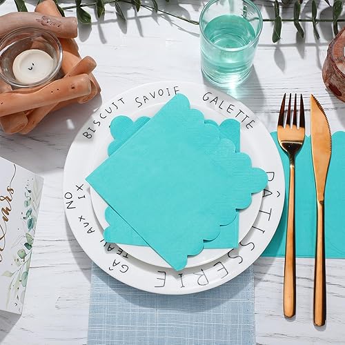 Miniatura 3 de 100 servilletas de cóctel festoneadas de papel grueso, servilletas desechables para fiestas, servilletas de bebidas para bodas, cenas, suministros